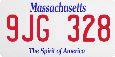 MA license plate 9JG328