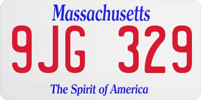 MA license plate 9JG329