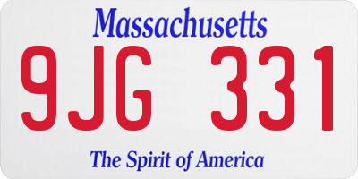 MA license plate 9JG331