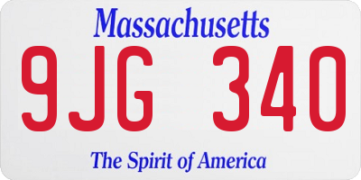 MA license plate 9JG340