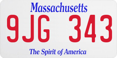 MA license plate 9JG343