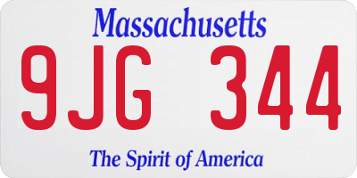 MA license plate 9JG344