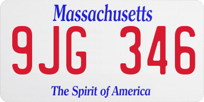 MA license plate 9JG346