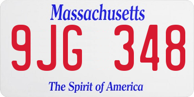 MA license plate 9JG348