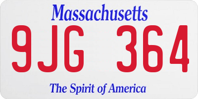 MA license plate 9JG364
