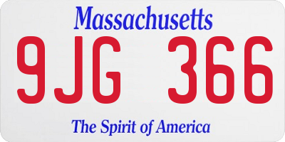MA license plate 9JG366