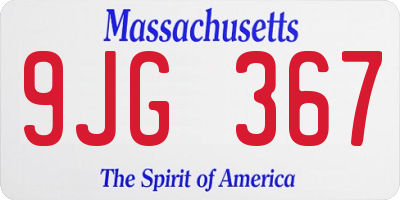 MA license plate 9JG367
