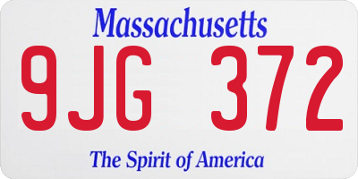 MA license plate 9JG372