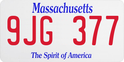 MA license plate 9JG377