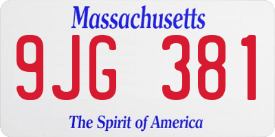 MA license plate 9JG381