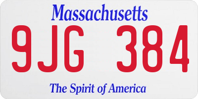 MA license plate 9JG384