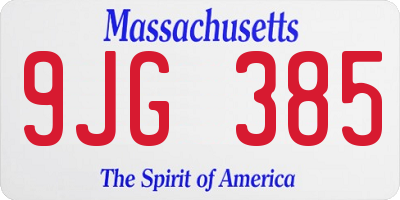 MA license plate 9JG385