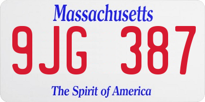 MA license plate 9JG387