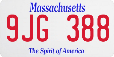 MA license plate 9JG388