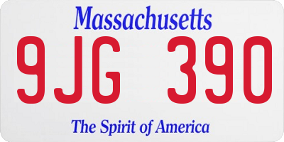 MA license plate 9JG390