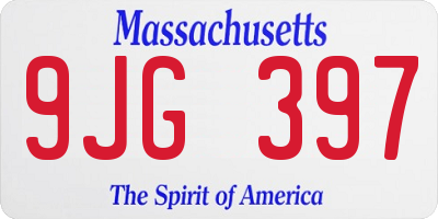 MA license plate 9JG397
