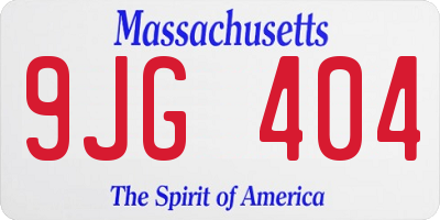 MA license plate 9JG404