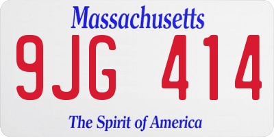 MA license plate 9JG414