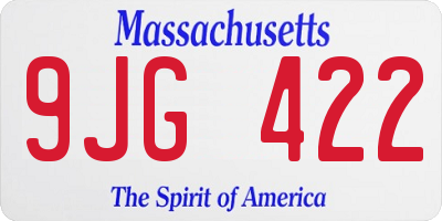 MA license plate 9JG422