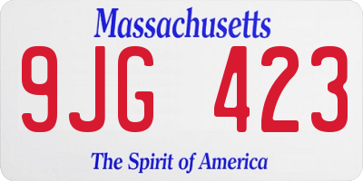 MA license plate 9JG423
