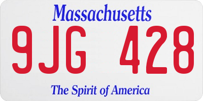 MA license plate 9JG428