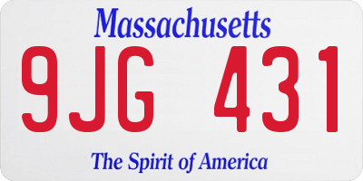 MA license plate 9JG431