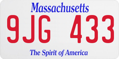 MA license plate 9JG433