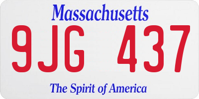 MA license plate 9JG437