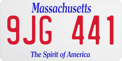 MA license plate 9JG441