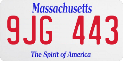 MA license plate 9JG443