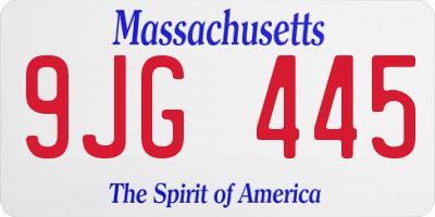 MA license plate 9JG445