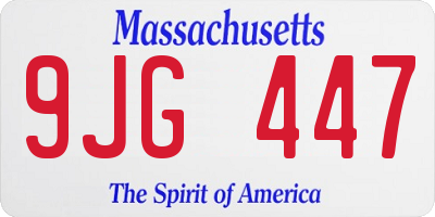 MA license plate 9JG447