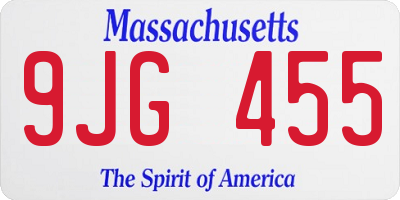 MA license plate 9JG455