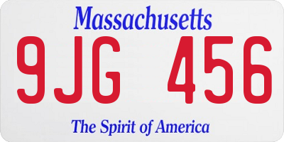 MA license plate 9JG456
