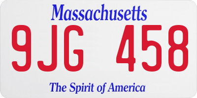 MA license plate 9JG458