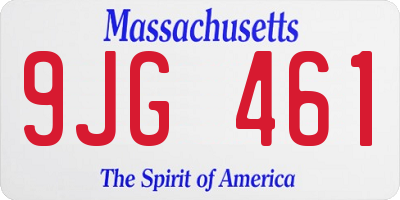 MA license plate 9JG461