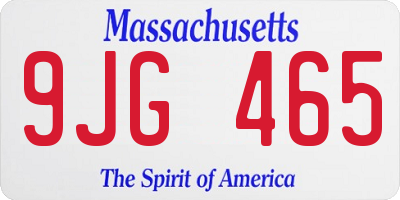 MA license plate 9JG465