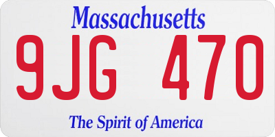MA license plate 9JG470