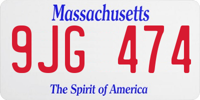 MA license plate 9JG474