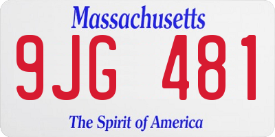 MA license plate 9JG481