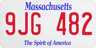 MA license plate 9JG482