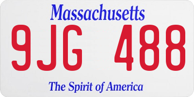 MA license plate 9JG488