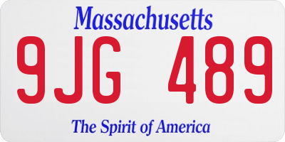 MA license plate 9JG489