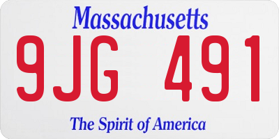 MA license plate 9JG491