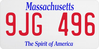 MA license plate 9JG496