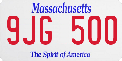 MA license plate 9JG500