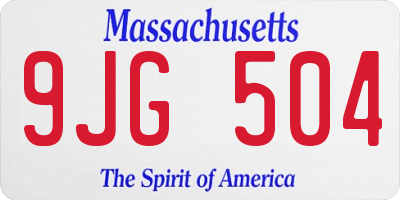 MA license plate 9JG504