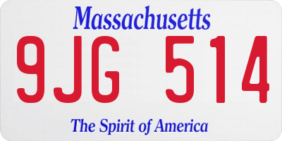 MA license plate 9JG514