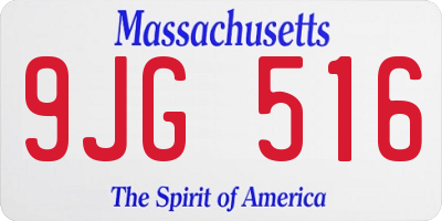 MA license plate 9JG516