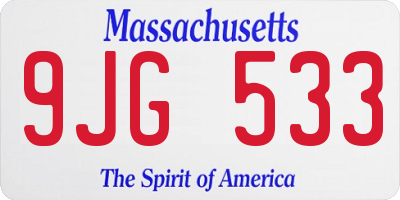 MA license plate 9JG533